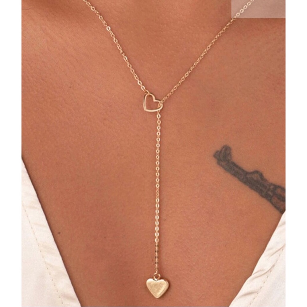 💥 Simple Gold Hearts Lariat Necklace